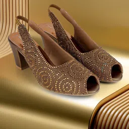 Mochi Women Embellished Block Heel Peep Toes-picture-40