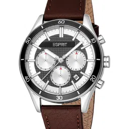 ESPRIT Men Round Dial & Leather Straps Analogue Watch ES1G308L0025-25