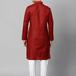 Manthan Men Red Self-Design Kurta image 2