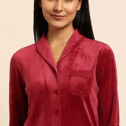 Triumph Women Solid Velvet Lounge Shirt-image-14