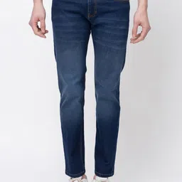7OUNCE Men Slim Fit Mid-Rise Light Fade Stretchable Cotton Jeans-picture-0