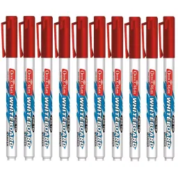 Soni Office Mate Fine Tip Whiteboard Marker 2.5 mm Bullet Tip Red Color for Schools & Offices (Pack of 10)-picture-32
