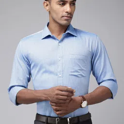 Park Avenue Pure Cotton Self Design Textured Slim Fit Opaque Formal Shirt-picture-9