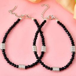 Sangria Stainless Steel Silver-Plated Anklet-8