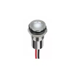 RS PRO White Panel Mount Indicator 12V DC, Mounting Hole Size 8 mm, Termination Type Lead Wires, IP Rating IP67, Model No 2208942-21