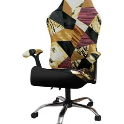 HOKIPO Burgundy & Black Abstract Printed Computer Rotated Gaming Chair Cover-34