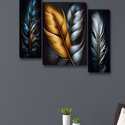 Myntra Elegant Homes Black & Gold-Toned 3 Pieces Wing Wall Art-image-27