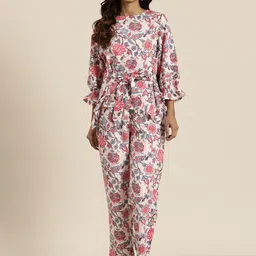 HERE&NOW Women Printed Pure Cotton Ethnic Co-Ords Set-picture-10