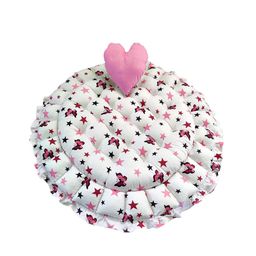 LOREM Infants Pink & White Printed Circular Tub Bed with 5 Pillow Set image 5