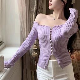 StyleCast Women Off-Shoulder Long Sleeves Front-Open Sweater-image-39
