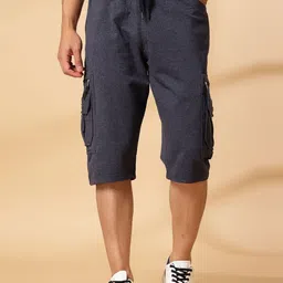UZARUS Men Cotton Mid-Rise Regular Fit Cargo Short-image-57