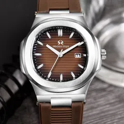 SWADESI STUFF Men Printed Dial & Textured Straps Analogue Watch PP SILICON BROWN 9-picture-49