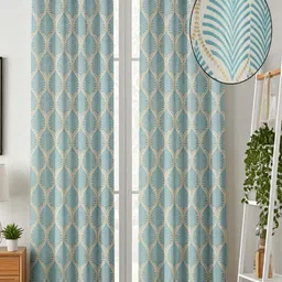 AADI TRADERS Blue Set of 2 Long Door Curtains-picture-19
