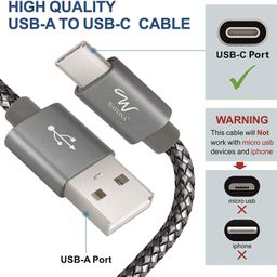 Wayona USB Type C Fast Charging 2M/6FT Long Cable 3A QC 3.0 Data Cable Compatible with iPhone 15, Samsung Galaxy S24 S24 Ultra S23 S22 S20 S21 FE M14 A14 5G, Android Auto & CarPlay (2M, Grey) image 2