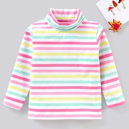 Babyhug Full Sleeves Cotton Lycra Skivi Top With Stripes - Pink-image-43
