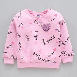 Vitamins Full Sleeves Brushed Fleece Sweatshirts Text Printed - Pink-image-51