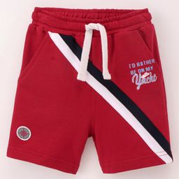 ToffyHoue Knee Length Shorts Text Print - Red-image-75