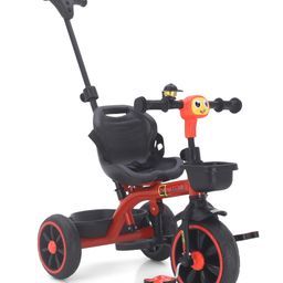 Plug & Play Kids Tricycle with Height Adjustable Parental Handle & Seat Belt - Red-87
