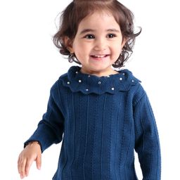 Babyoye Eco-Conscious 100% Cotton Knit Full Sleeves Solid Color Pullover Sweater - Navy Blue-image-65