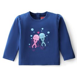 Babyhug Cotton Knit Full Sleeves T- Shirt Jellyfish Print - Navy Blue-image-71