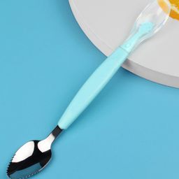 FANTASY INDIA Baby Fruit Scraping Mud Spoon Feeding Spoon Soft Silicone Spoon Baby Easy To Eat Fruit Spoon Mother And Baby Supplies - Green-image-29