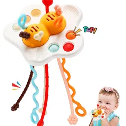VELLIQUE Pull String Toy for Babies Teething Strings Sensory Montessori Toys Baby Girl Boy, Travel Toy for 6+Months Baby Food Grade Silicone Fine Motor Skills Toy for Toddlers, Multicolor-picture-44