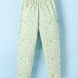 Evimo Single Jersey Knit Full Length Floral Printed Leggings - Mint Green-image-85