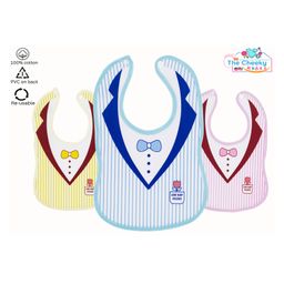 The Cheeky Kidzz Pack Of 3 Newborn Baby Cotton Printed Feeding Snap Button Aprons Bibs Everyday Use (T-SHIRT | TIE)-12