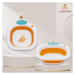Infantso Multi-Purpose Collapsible Wash Basin | Space-Saving Foldable Baby Wash Basin | Easy Clean, Lightweight & Portable | Ideal for Baby Bottles, Breast Pump Parts, Home, Kitchen & Outdoor Camping Use (Orange)-9