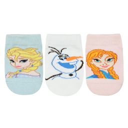 SOCKSXPRESS Cotton Disney Frozen Featuring Pack Of 3 Characters Designed Anti Skid Socks - Blue White & Pink-image-37