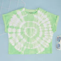 Pantaloons Junior Cotton Half Sleeves Tie Dye Top - Light Green-picture-43