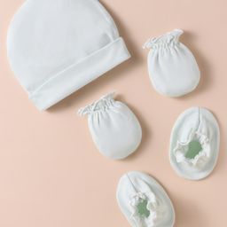 Ben Benny 100% Cotton Knit Solid Coloured Cap Mitten & Booties Set Light Green - Diameter 9.5 cm-picture-23