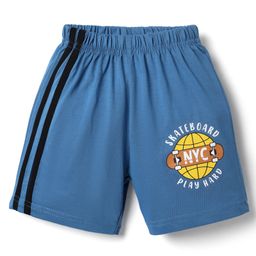 Taeko Single Jersey Knit Knee Length Short With Text Print - Blue-image-94