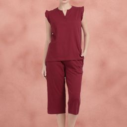 shyaway Women V-Neck Top & Capris Night Suits-image-10