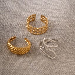 Niska Set Of 3 Gold-Plated Adjustable Finger Ring-image-30