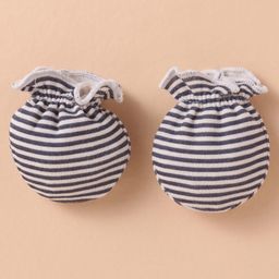 Ben Benny Interlock Knit Mittens & Booties Set with Stripes Pack of 2 - White & Light Blue image 4