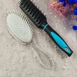 Jewelz Set Of 2 Cushion Brush & Cleaning Hair Comb - Silver & Black-10