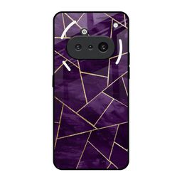 QRIOH Unisex Nothing Phone 3a Geometric Purple Impact Resistant Glass Back Case-image-16