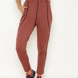 CHKOKKO Women Brown & Black Solid Antimicrobial Straight-Fit Sports Track Pants-image-97