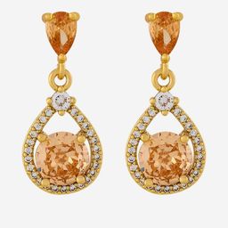 Kushal's Fashion Jewellery Gold-Plated Teardrop Shaped Zircon Studded Drop Earrings-picture-19