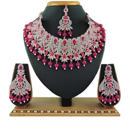 VATSALYA creation Rose Gold-Plated Artificial Stones Alloy Jewellery Set-image-12
