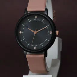 VIRAKTI Women Brass Dial & Leather Straps Analogue Watch G-09-BROWN BELT-M-image-15