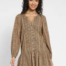 AMERICAN EAGLE OUTFITTERS Floral Print Puff Sleeve V- Neck Drop-Waist Mini Dress-picture-47