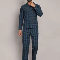 BStories Men Checked Night suit-17