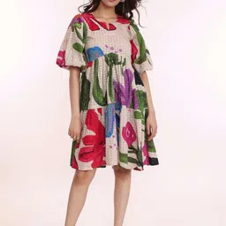 POPPI Floral Printed Fit and Flare Mini Dress-picture-44