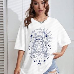 AAHWAN Women Graphic Printed Round Neck Oversized T-shirt-image-33