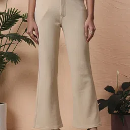 FITHUB Women Regular Fit High-Rise Formal Trousers-picture-37