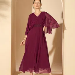 Antheaa Women Embellished Flared Sleeve Fit and Flare Dress-image-8