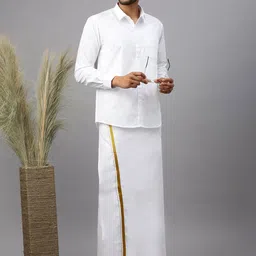 Ramraj Men Solid Adjustable Dhoti image 5