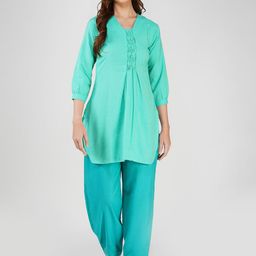Bindigasm Embellished V-Neck Pure Cotton Tunic & Palazzos-image-42